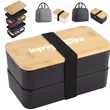 Stackable Bamboo Top Bento Lunch Box With Insulated Bag Set | https://www.bestnamebadges.com