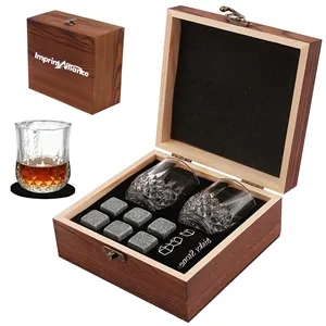 Premium Whiskey Stones And Crystal Glass Gift Set With Box