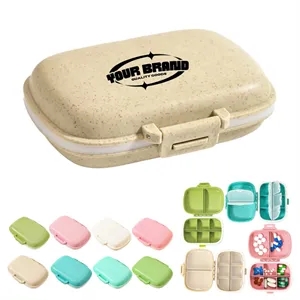 Wheat Straw Pill Organizer 8 Compartment Travel Case