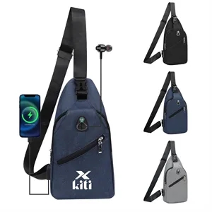 Customizable Crossbody Chest Bag USB Port