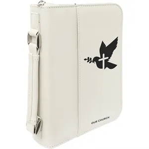 6 3/4"x9 1/4" Whie Leatherette Book/Bible Cover