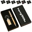 Bamboo Ballpoint Pen And Rectangular Keychain Gift Set | https://www.bestnamebadges.com