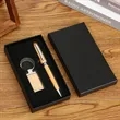 Bamboo Ballpoint Pen And Rectangular Keychain Gift Set | https://www.bestnamebadges.com