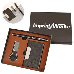 Premium 3-Piece Metal Pen Keychain And Card Holder Gift Set