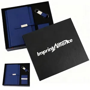 4-Piece PU Leather Notebook Pen Key Ring Business Gift Set