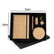Sustainable Bamboo 5-Piece Notebook Pen Coaster Gift Set | https://www.bestnamebadges.com
