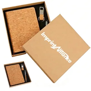Eco Friendly Natural Cork Notebook Pen Keychain Gift Set