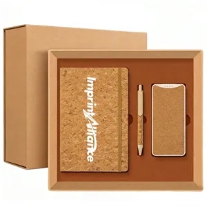 Sustainable Cork Notebook Pen And Power Bank Gift Set