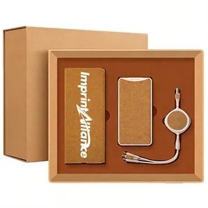 Eco Cork Wireless Charging Mouse Pad Power Bank Cable Kit