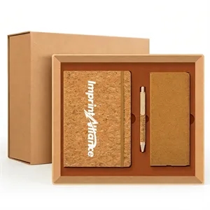 Sustainable Cork Wireless Charging Mouse Pad Notebook Set