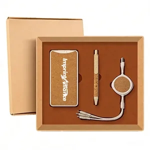 Sustainable Cork Power Bank Pen & Retractable Cable Gift Set