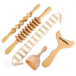 5-Piece Wood Therapy Massage Tool Kit with Gift Box
