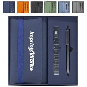 Modern Executive Notebook Metal Ruler & Pen 3-Piece Gift Set