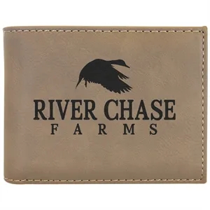 Light Brown Leatherette Bifold Wallets with Flip ID