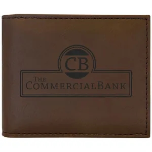 Dark Brown Leatherette Bifold Wallets with Flip ID