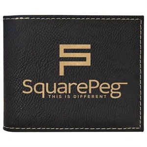 Black/Gold Leatherette Bifold Wallets with Flip ID
