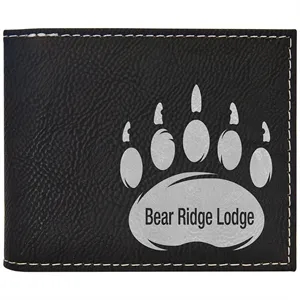 Black/Silver Leatherette Bifold Wallets with Flip ID