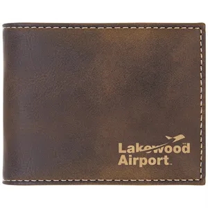 Rustic/Gold Leatherette Bifold Wallets with Flip ID
