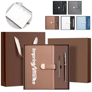 Premium Black A5 Notebook Pen And Refill Gift Set With Bag