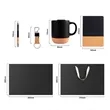 Modern Black And Cork 4-Piece Coffee Mug Notebook Gift Set | https://www.bestnamebadges.com