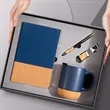 Modern Black And Cork 4-Piece Coffee Mug Notebook Gift Set | https://www.bestnamebadges.com