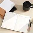 Modern Black And Cork 4-Piece Coffee Mug Notebook Gift Set | https://www.bestnamebadges.com