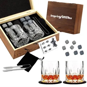 Deluxe 2-Person Whiskey Gift Set in Wooden Box