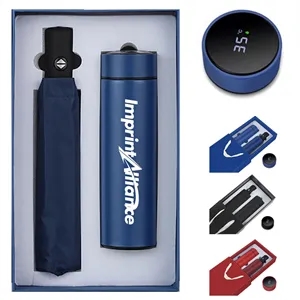 Automatic Umbrella & Temperature Display Thermos Gift Set