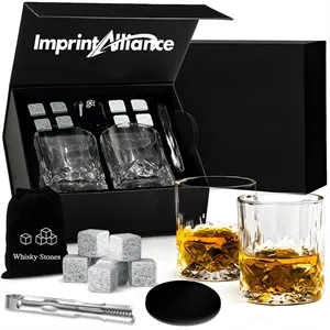 8-Piece Stainless Steel Whiskey Stones & Dual Glass Gift Set