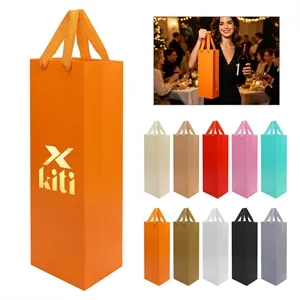 Single Bottle Paper Wine Gift Bag W/Rope Handle