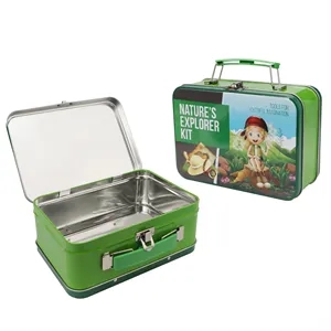 Reusable Small Metal Lunch Box W/ Handle&Lock 7"x5"x3"
