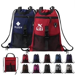 Oxford Sport Drawstring Backpack W/ Headphone Hole & Handle
