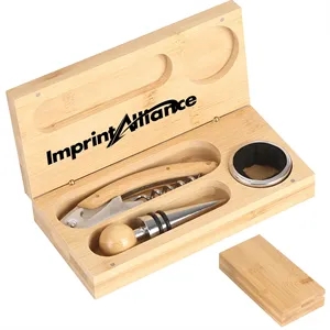 Sustainable Bamboo Wine Opener 3-Piece Gift Set