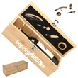 Bamboo Wine Bottle Carrier Case With 4-Piece Accessory Set | https://www.bestnamebadges.com