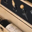 Bamboo Wine Bottle Carrier Case With 4-Piece Accessory Set | https://www.bestnamebadges.com
