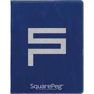 9 1/2" x 12" Leatherette Blue/Silver Portfolio