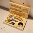 Sustainable 4-Piece Bamboo Wine Accessory Gift Set | https://www.bestnamebadges.com