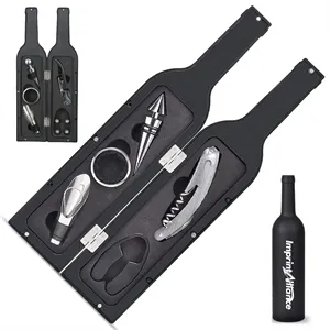 Matte Wine Bottle Shaped 5-Piece Bar Tool Gift Set