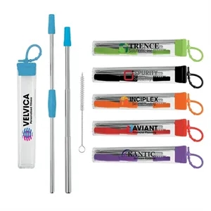 Cosmopolitan 7-Piece, 2-Straw Stainless Steel Set
