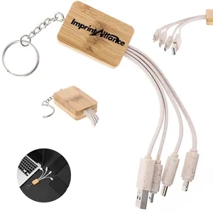 Bamboo & Wheat Straw Multi-Charging Cable Keychain