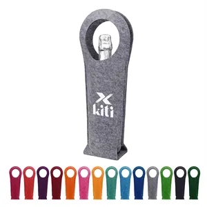 Felt Fabric Single Bottle Wine Bag W/ Die Cut Handle