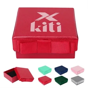 Small Cardboard Jewelry Gift Box W/Bow Trim