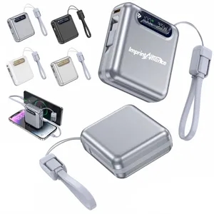 35W 10000mAh Power Bank with Built-in Cable and LED Display
