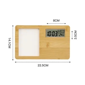 Bamboo Digital Clock with LED Display and Night Light