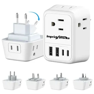 Foldable Universal Power Adapter with USB and Type-C Ports