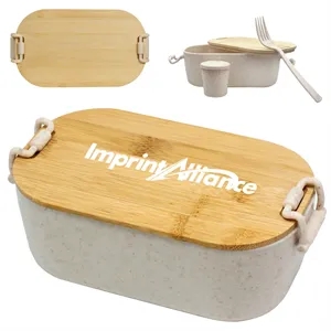 Eco-Friendly Wheat Straw Bento Lunch Box Set w/ Lid & Cup