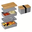 Double-Layer Bento Lunch Box w/ Lid Phone Stand& Utensil Set | https://www.bestnamebadges.com