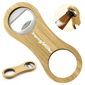 Eco-Friendly Bamboo Wood Bottle Opener w/Hanging Loop Handle