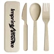 3-Piece Wheat Straw Cutlery Set in Cotton Drawstring Pouch | https://www.bestnamebadges.com