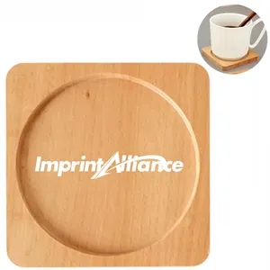 Natural Solid Wood Coaster with Raised Rim